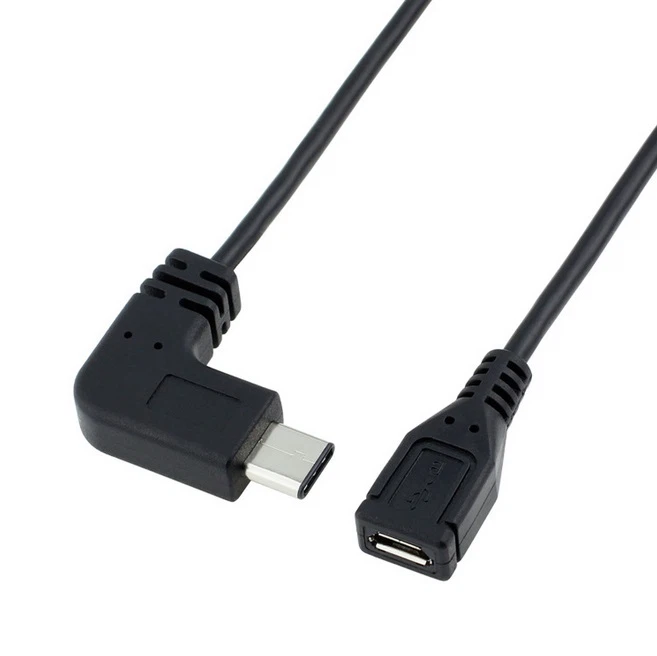 USB 3.1 قسم C مرد 90 درجے دائیں مائیکرو USB 2.0 خاتون ڈیٹا کیبل کے لئے زاویہ دار